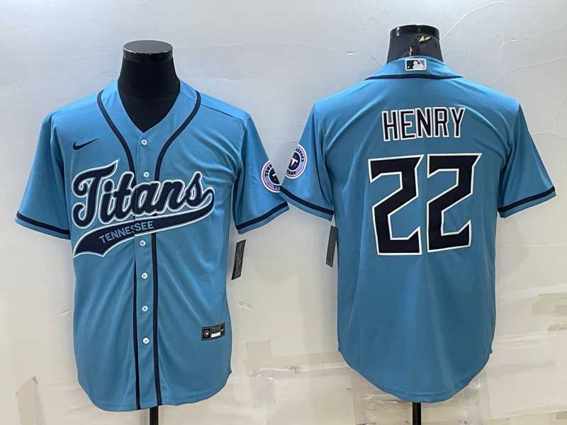 Men's Tennessee Titans #22 Derrick Henry Blue With Patch Cool Base Stitched Baseball Jersey,We sell and wholesale Men's Tennessee Titans #22 Derrick Henry Blue With Patch Cool Base Stitched Baseball Jersey on line form chian!